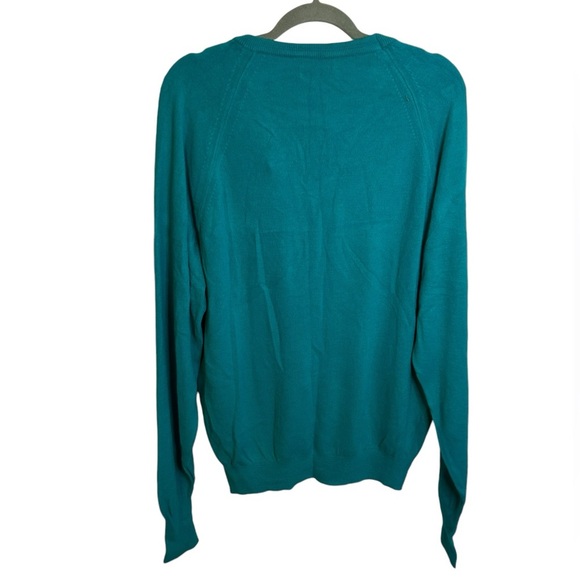 NWT Christian Dior Vintage Teal V-Neck Sweater - Picture 2 of 6